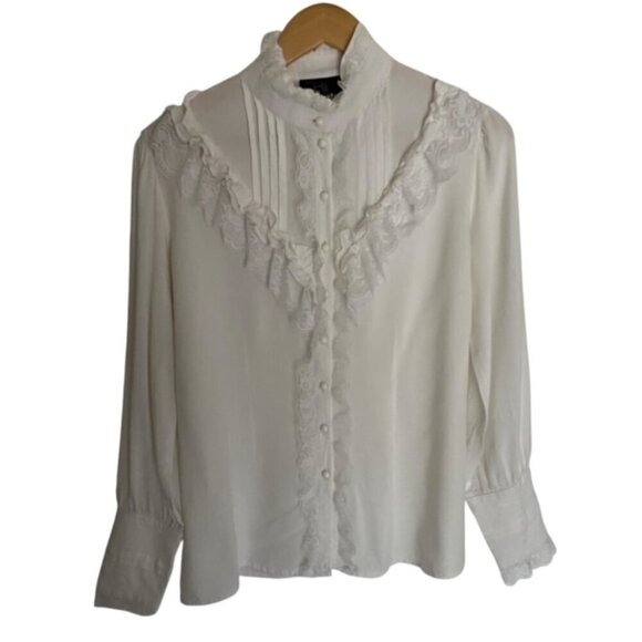 The Pirate Dressing White Steampunk Victorian Renaissance Blouse Large - Picture 1 of 6